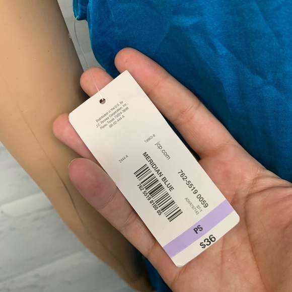 NWT a.n.a. top Blue with Beaded neckline - Picture 6 of 7